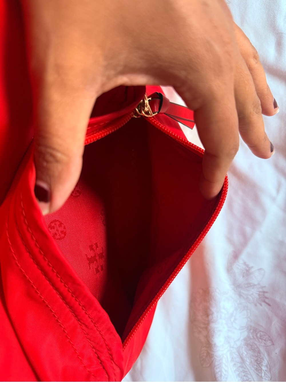 Tory Burch | Ella Red Small Backpack - Picture 7 of 9
